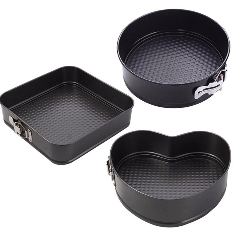 Set of 3 - Non-Stick Different Shapes Cake Pans With Removable Bottom Tray - Image 4