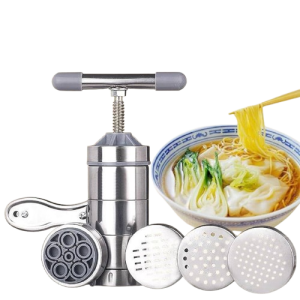 Stainless Steel Creative Kitchen Hand-cranking Manual Press Noodle Making Machine with 2 Designs Disc