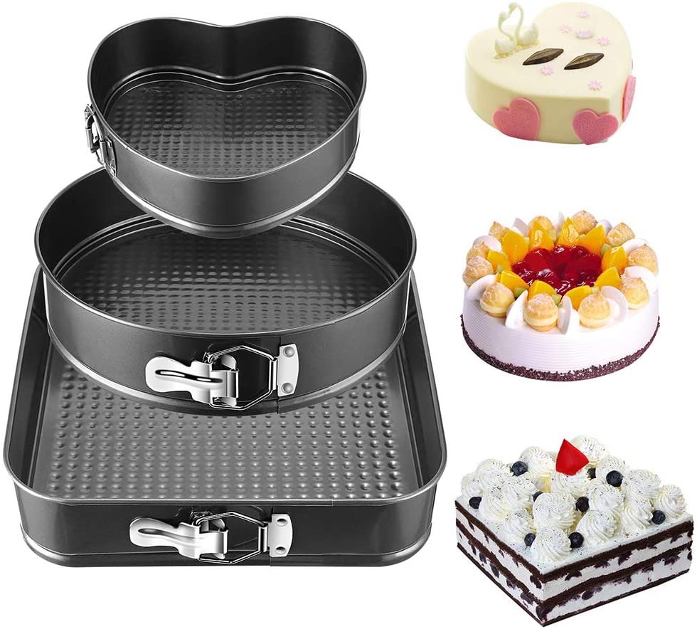 Set of 3 - Non-Stick Different Shapes Cake Pans With Removable Bottom Tray - Image 6