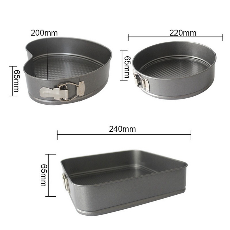 Set of 3 - Non-Stick Different Shapes Cake Pans With Removable Bottom Tray - Image 8