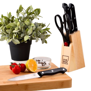 7pcs Professional Kitchen High Carbon Stainless Steel knives set with Wooden Block