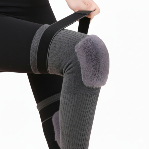 1 pair Woolen Blend Thermal Knee Warmers with strap