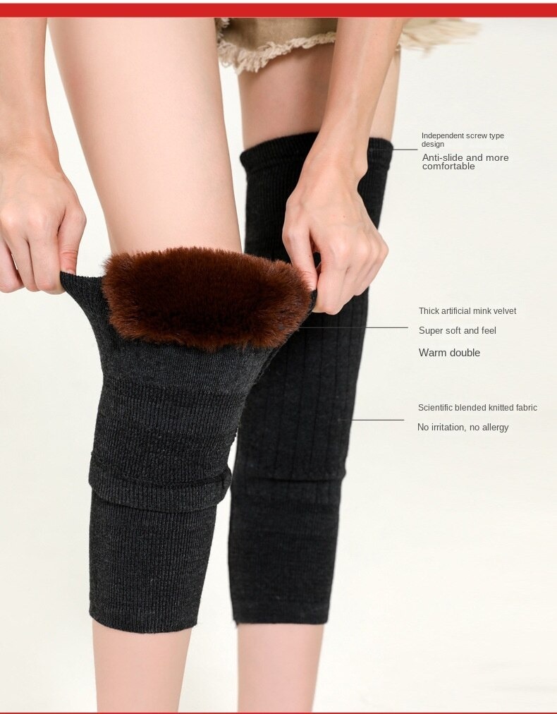 1 pair Woolen Blend Thermal Knee Warmers with strap - Image 7