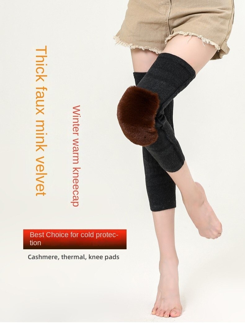 1 pair Woolen Blend Thermal Knee Warmers with strap - Image 6