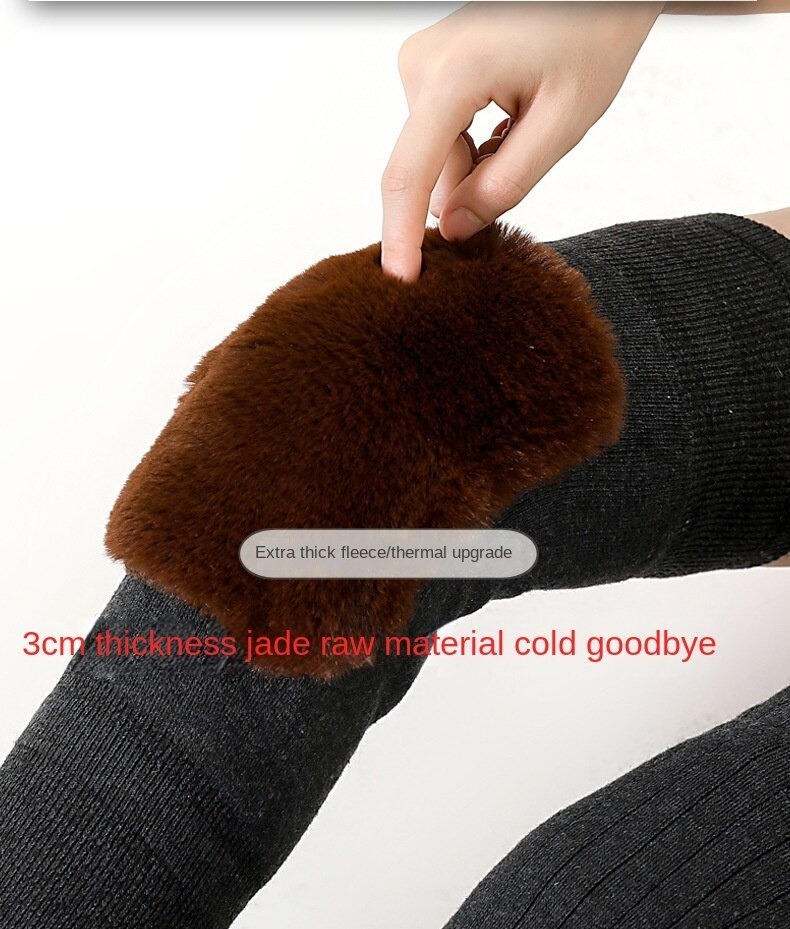 1 pair Woolen Blend Thermal Knee Warmers with strap - Image 3